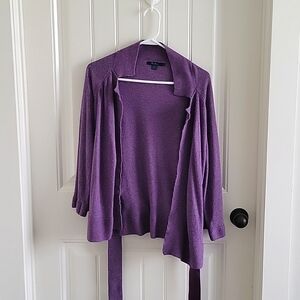 Boden Purple Cardigan With Tie